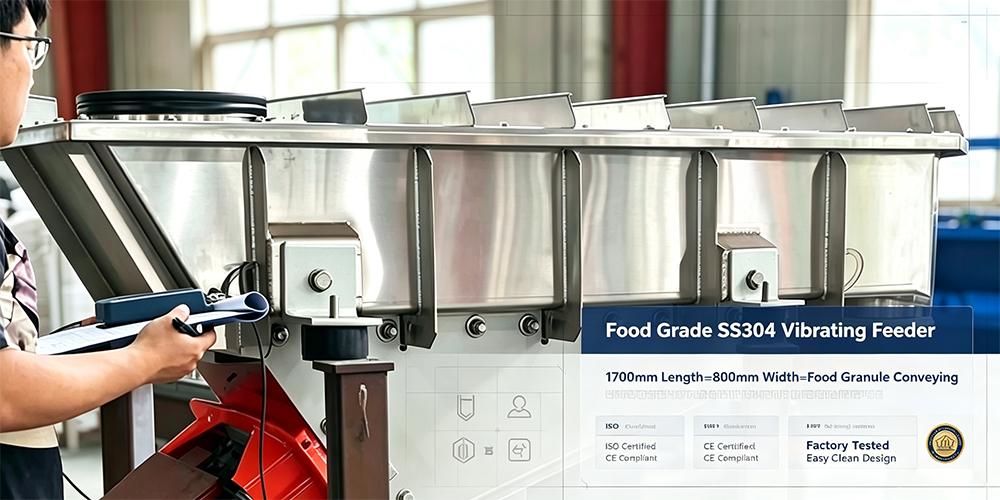 Alimentatore Vibrante Elettromagnetico in Acciaio Inossidabile per Dosaggio e Trasporto di Granuli Alimentari