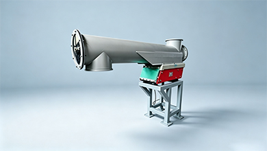 Alimentatore vibrante a tubo elettromagnetico per la lavorazione fine di materiali in polvere