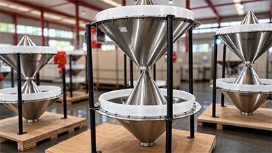 Attivatore per contenitori | Attivatore per contenitori in acciaio inox SS304 per uso alimentare, per lo scarico di materiali nell'industria alimentare